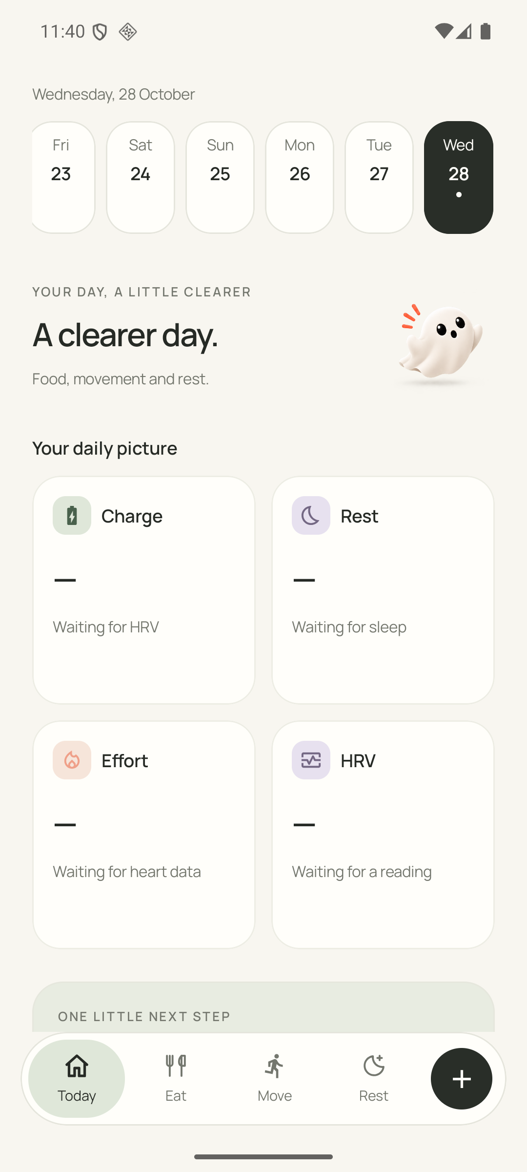 Clarify Today screen